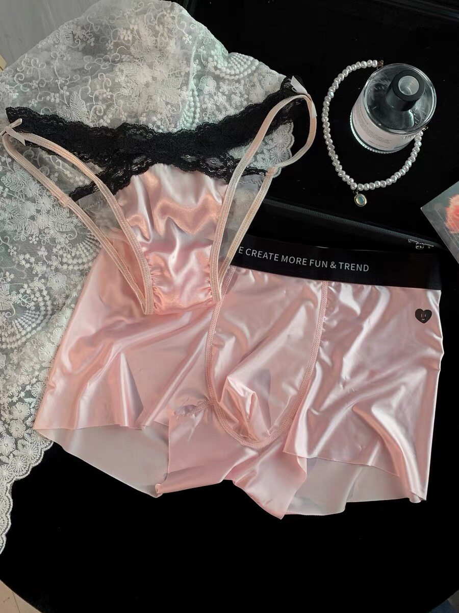 情侣内裤粉黑蕾丝纯欲性感透气舒适一男一女情人节礼物情侣套装