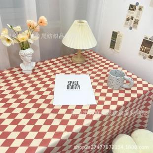 书桌桌布菱形格子网红ins风卧室学生课桌家用布艺日系少女心