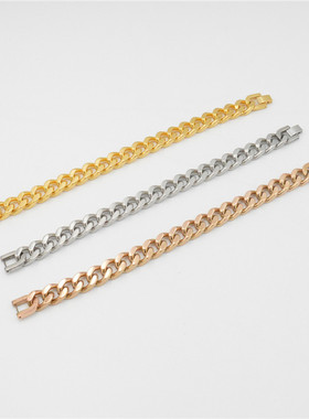 2020国内外流行爆款单织四面磨机器链不锈钢全光面手链18K玫瑰金