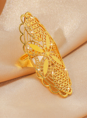 2025新款镂空花纹复古女士欧美潮流轻奢开口可调节指环热门跨境