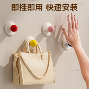 多巴胺挂壁免打孔挂钩圆球直钩强力胶粘皮筋项链首饰卫生间收纳架