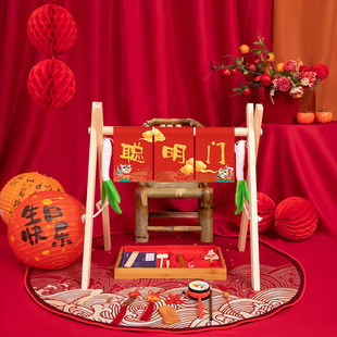 中式 饰道具木架 宝宝周岁礼宴生日布置抓周用品过葱门仪式 聪明门装