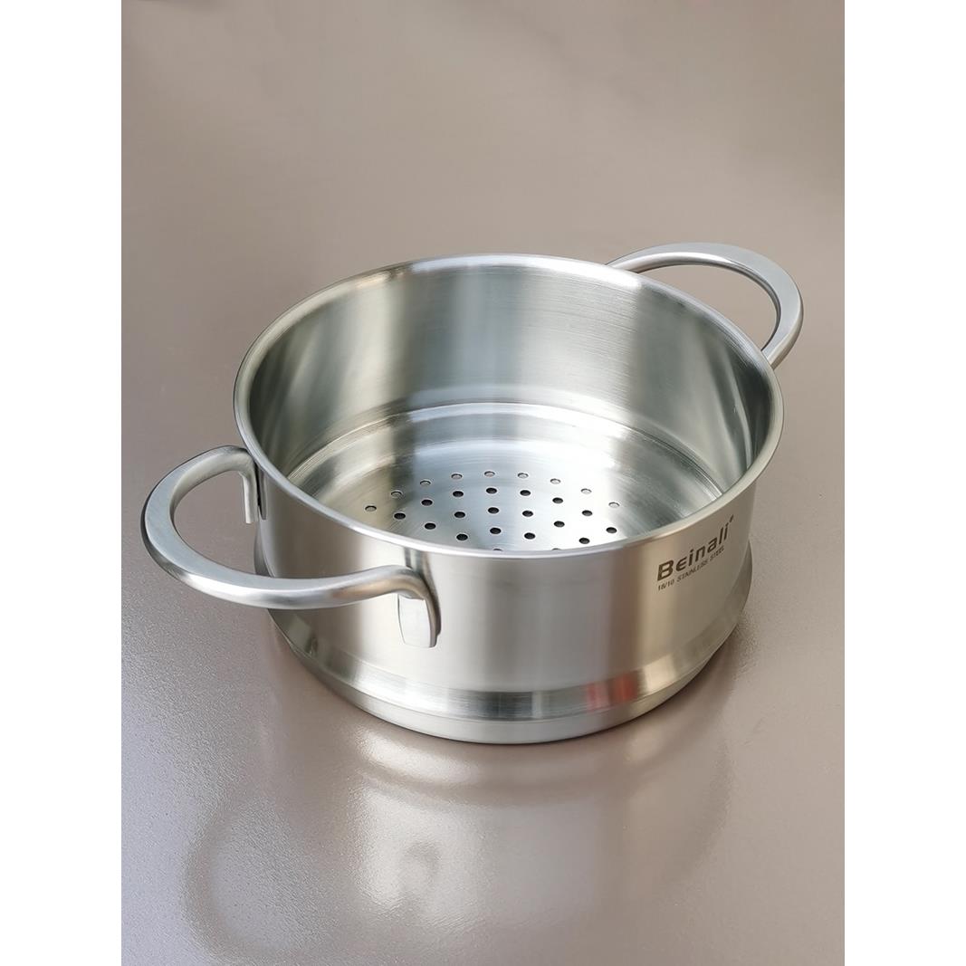 18/10不锈钢蒸笼蒸屉蒸架304加厚家用厨房蒸格可叠加16-24cm带柄