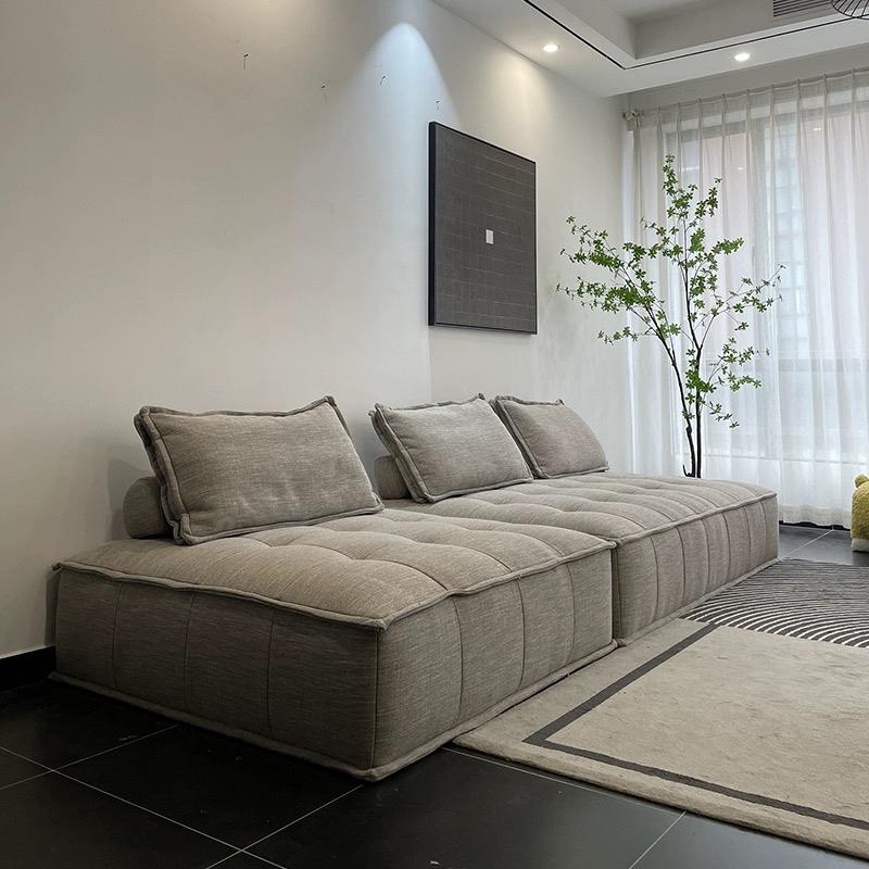 皮埃蒙特极简棉麻布豆腐块双面布艺意式方块客厅懒人自由模块沙发