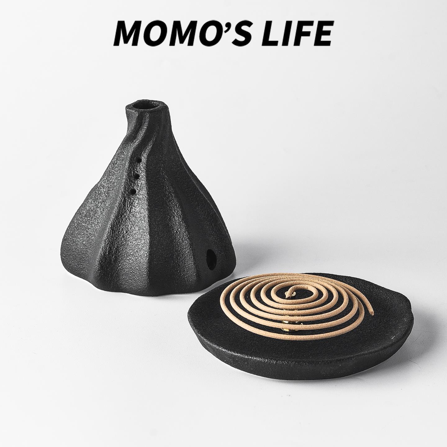 盘香底座带盖侘寂风香盘香托香薰炉茶道香薰摆件可爱香座送礼礼物