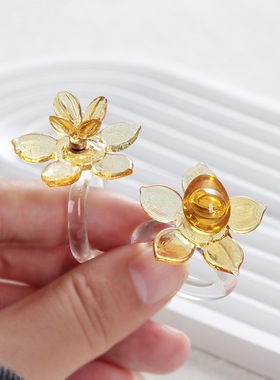 淄博琉璃可旋转戒指小众蝴蝶博山水晶玻璃纯手工饰品礼物网红