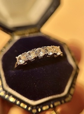 跨境热销五钻单排0.1克拉女款戒指百搭浪漫星光手指10分仿真钻戒