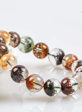 彩幽灵手链 天然老矿四季幽灵千层纱聚宝盆手串 男女水晶饰品
