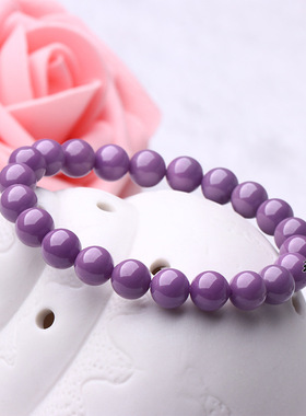 瑞光水晶 天然紫云母手链 美国紫云母香芋紫爱情石单圈手串批发