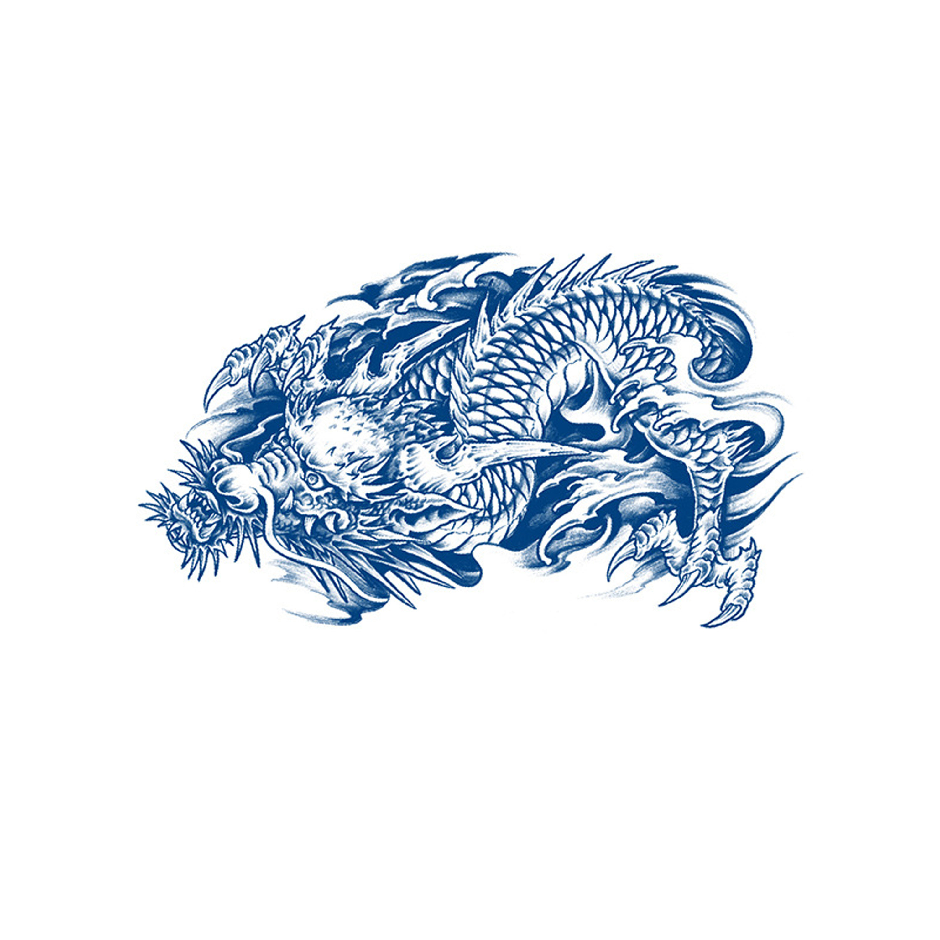 龙傲云海 草本纹身贴防水防汗不反光手臂小腿半甲 小众花臂ins风