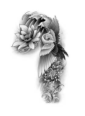 猎己 鹤舞花海草本纹身贴防水防汗不反光手臂腿脖子胸口手指半甲