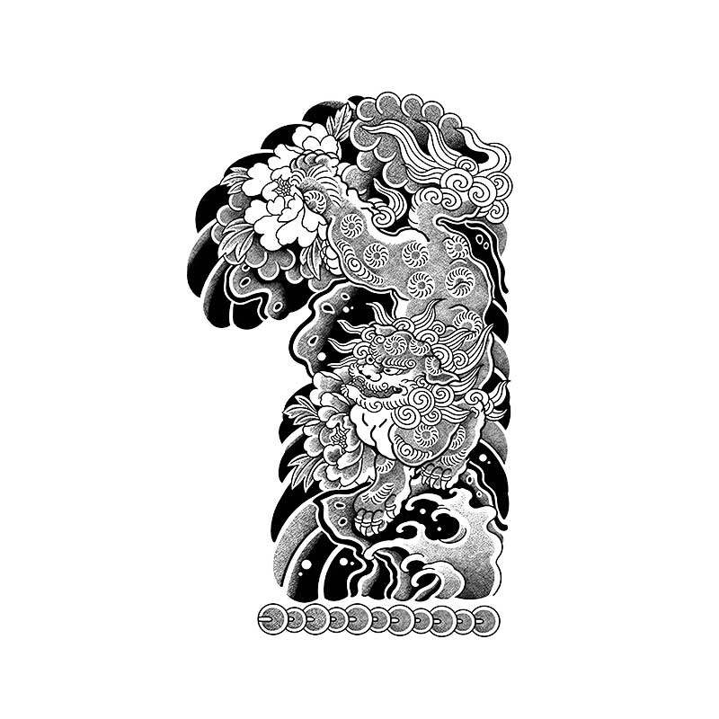 猎己 麒麟福兽草本纹身贴防水防汗不反光手臂小腿脖子胸口手指