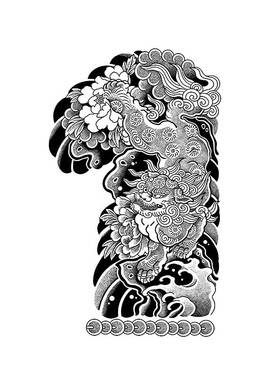 猎己 麒麟福兽草本纹身贴防水防汗不反光手臂小腿脖子胸口手指