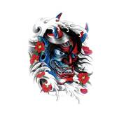 猎己 彩色纹身贴防水防汗不反光小腿脖子胸口满背半甲 兽面红花