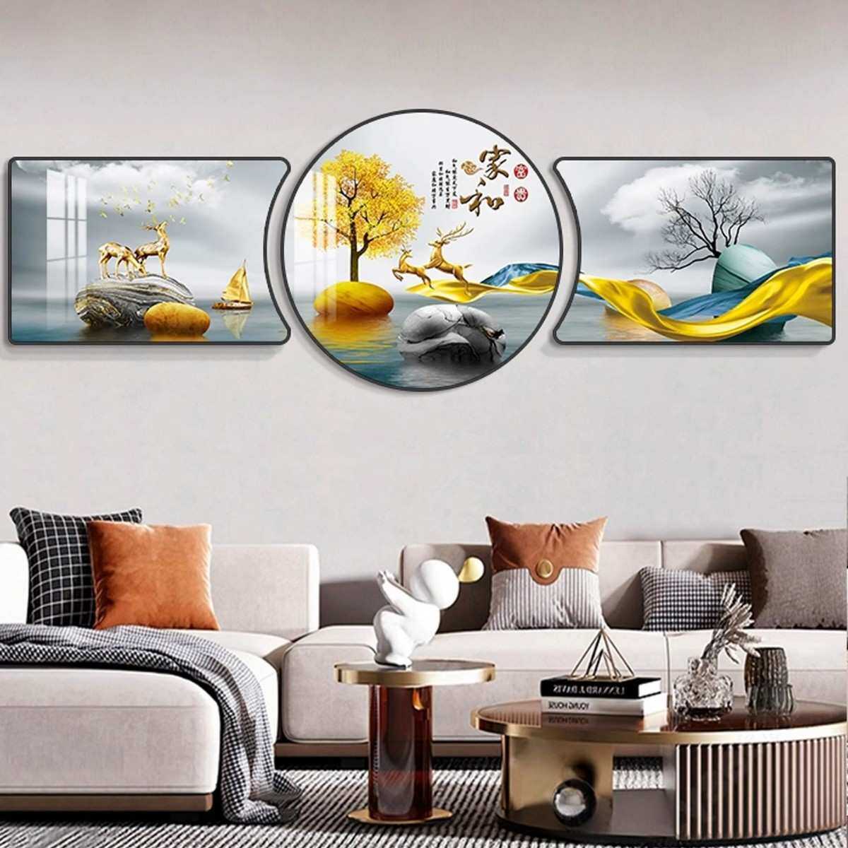 客厅装饰画高档墙画沙发背景墙挂画现代简约2026新款墙壁三联壁画