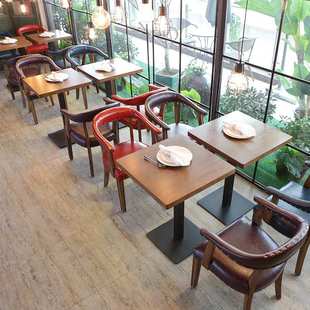 复古酒吧桌椅咖啡厅西餐厅茶馆餐吧美式休闲清吧实木洽谈组合商用