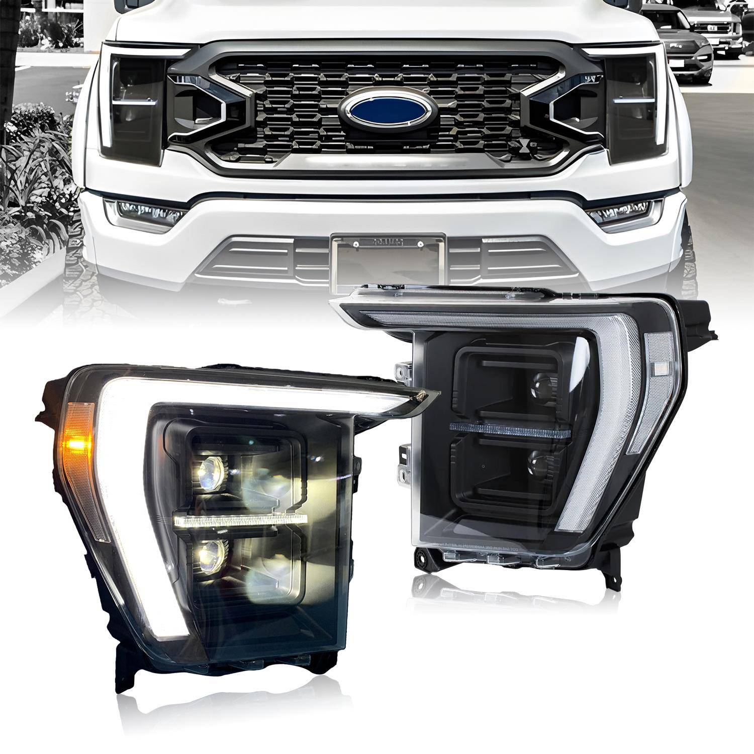 HCMOTIONZ 适用于福特猛禽F150 21-23款LED高低配大灯总成