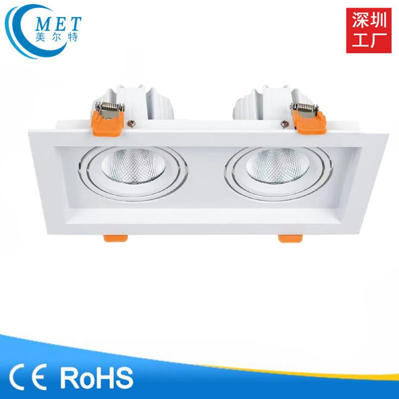 嵌入式led天花格栅灯斗豆胆灯双头单头方形服装店筒射灯10w20w40w