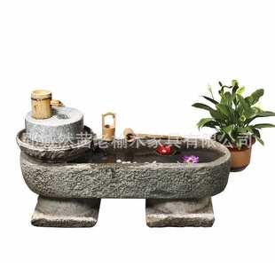 老石槽鱼缸石雕青石马槽户外庭院水槽景观阳台流水摆件猪食槽石头
