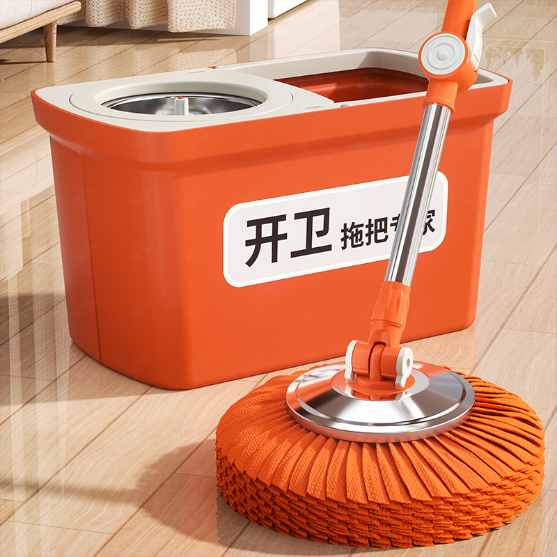 旋转拖把家用一拖净免手洗毛巾布