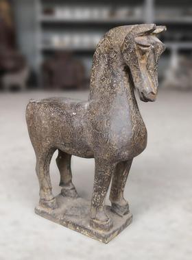 中式装修石雕复古风客厅玄关创意仿古汉唐石马家居手工艺礼品摆饰