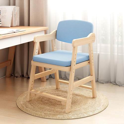 儿童学习椅实木椅子可升降家用餐椅凳子学生写字作业靠背座椅书桌
