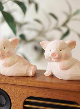 Joe/妖娆猪猪小木雕摆件桌面创意可爱 美猪出浴搞怪小礼物