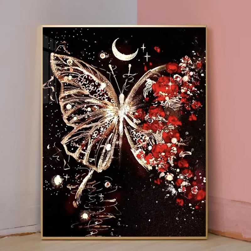 高级感钻石画2025新款玫瑰蝴蝶手工点贴钻十字绣客厅卧室餐厅满钻