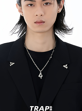 不规则银色吊坠锁骨链小众高级感