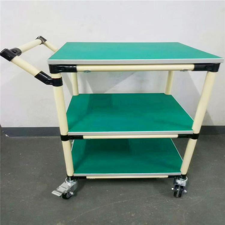 供应3层防静电线棒周转车 半自动精益管复合管物料车手推车