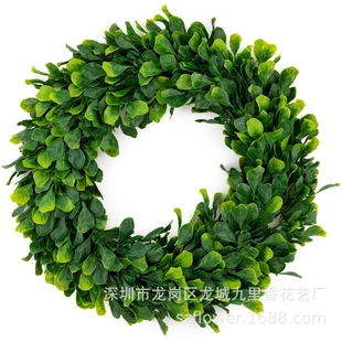 一件代发仿真花环门饰黄杨木大号茉莉花环美式 饰婚礼挂件门环 装