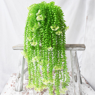 喷色绿色仿真绣球壁挂加长仿真植物藤蔓叶子塑料草仿真草