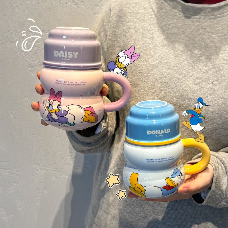 正版迪士尼马克杯带盖陶瓷女生