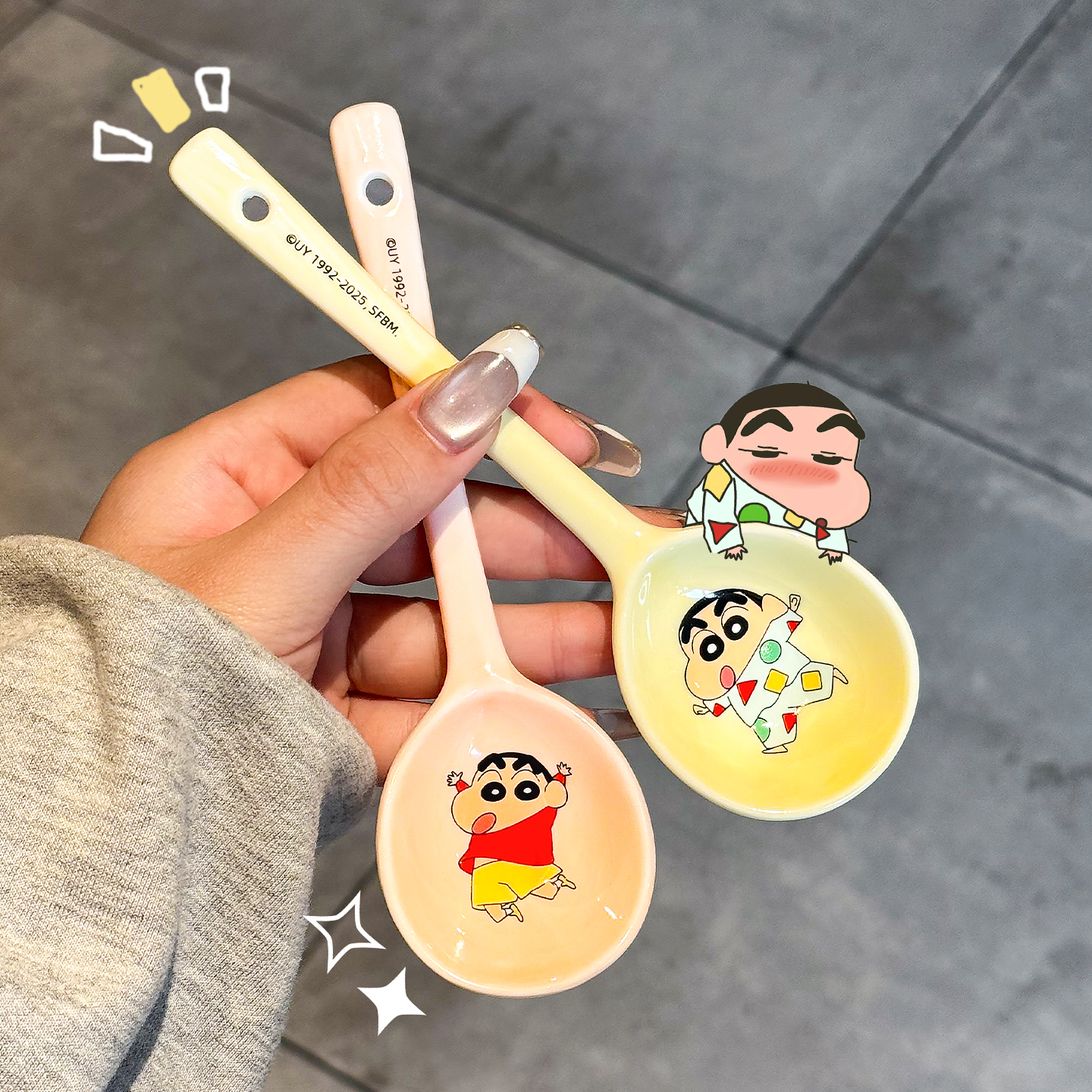 正版蜡笔小新长柄勺子可爱汤勺