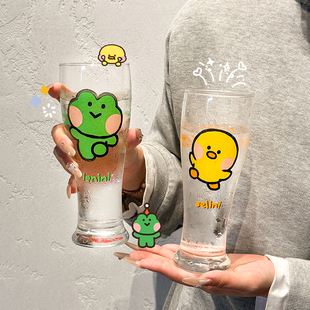 正版 布朗熊啤酒杯大容量可爱玻璃杯卡通杯子高颜值酒杯果汁杯水杯