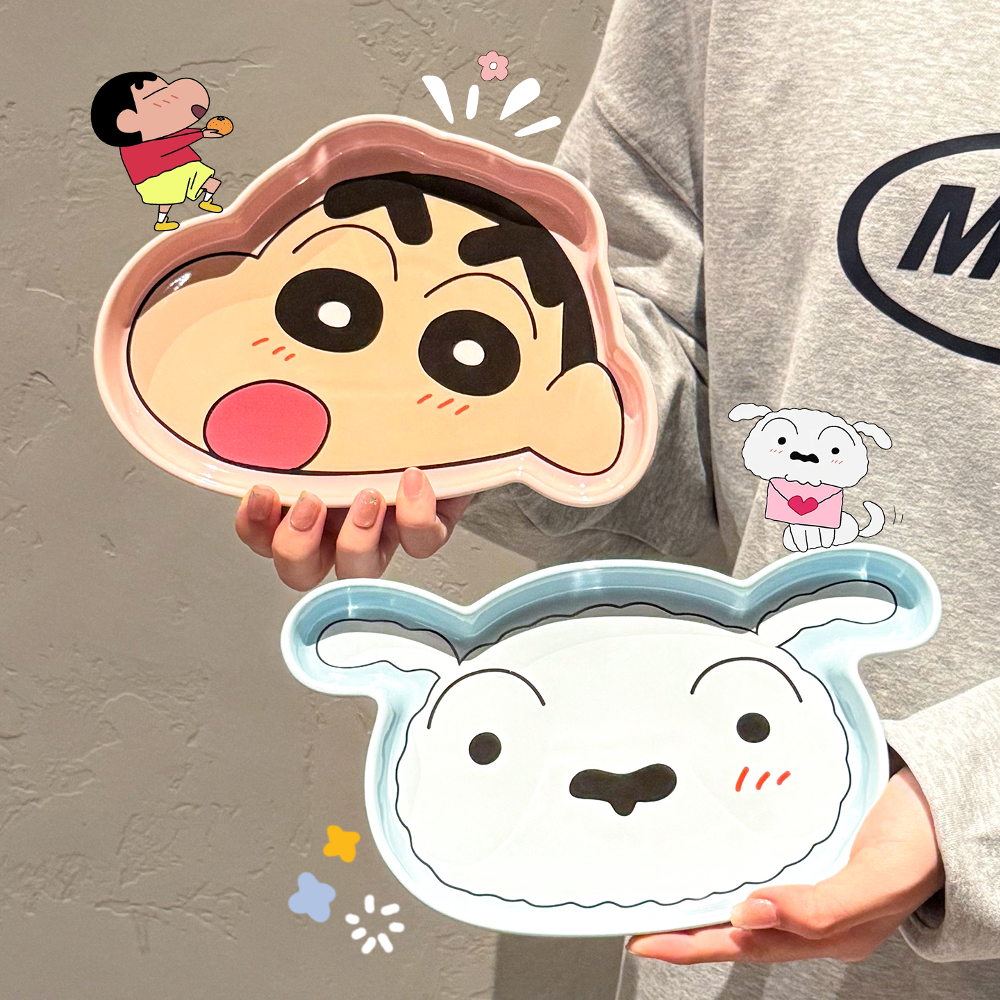 正版蜡笔小新盘子家用菜盘可爱