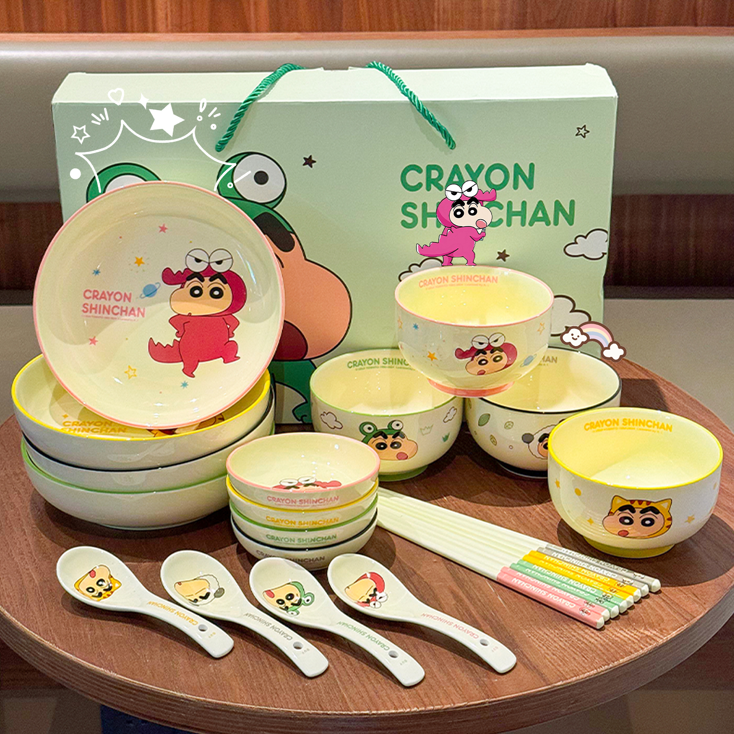 正版蜡笔小新餐具套装卡通情侣