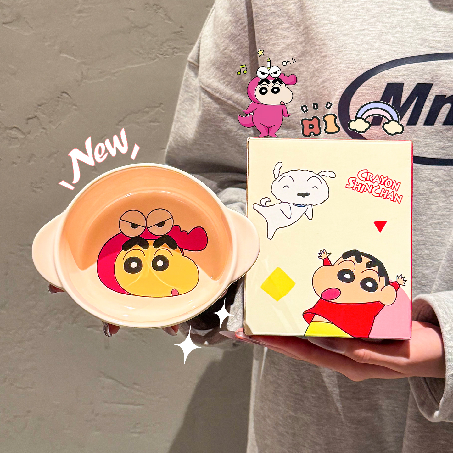 蜡笔小新陶瓷双耳宝宝碗盘勺餐具