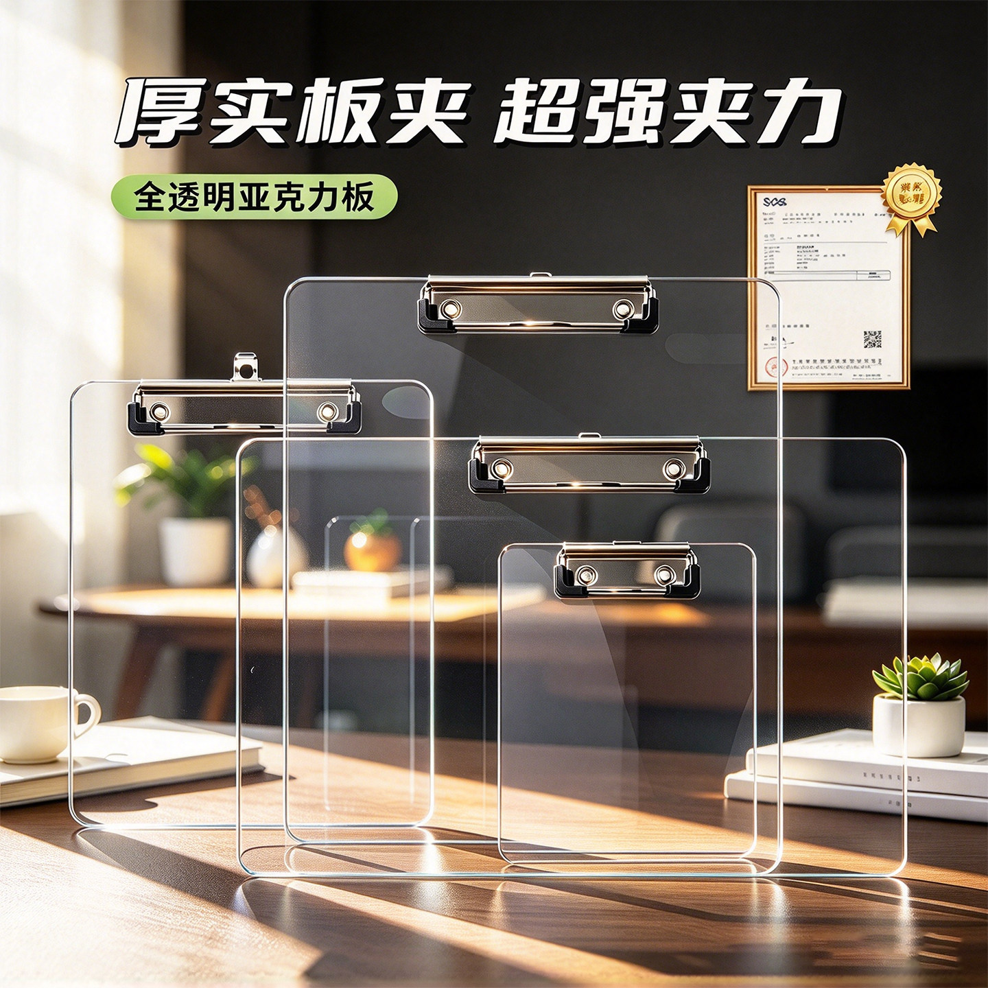 可定制A4透明亚克力垫板板夹写字板a5文件夹板横款硬速写板8K绘画板6K竖学生书写试卷纸夹子可爱小号菜单夹a6