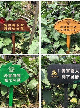 定制小草指示牌草坪立式绿色广告牌幼儿园菜园花园种植提示牌木牌