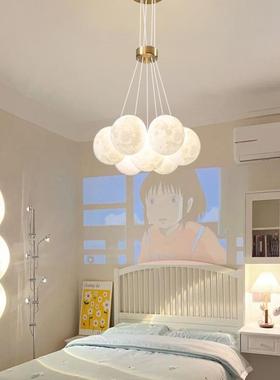 球灯小红客书吊灯星月球泡泡灯少厅灯创意奶油风卧室灯女房53327