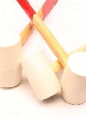 实心平顶白色橡胶锤 无异味教学木柄白皮锤地板瓷砖安装锤 皮榔头