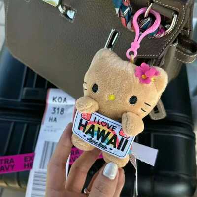黑皮kitty游泳圈hello kitty夏威夷Hellokt哈喽hallo玩偶挂件