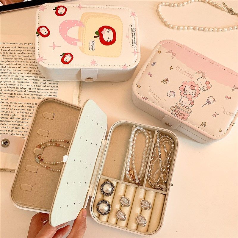 可爱卡通猫咪首饰盒可携式大容量旅行耳环戒指项炼手饰收纳盒小型,收纳整理,首饰盒,淘宝优惠券,粉丝福利购,淘宝优惠卷