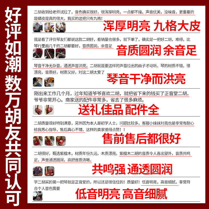 古音堂二胡乐器专业演奏收藏民族乐器紫檀大皮传统手工蒙皮胡琴