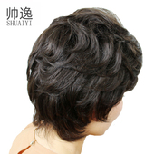 中老年假发女短发送妈妈真发女士全头套式 蓬松自然真人发丝斜刘海