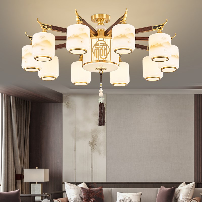 新中式吊灯客厅灯中国风饭店酒店大灯别墅禅意餐厅卧室灯中山灯具