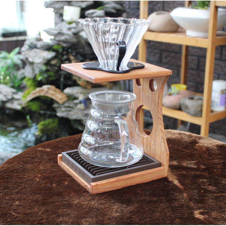 手冲壶支架家用手冲煮咖啡壶配套器具滴漏式滤材配件优质木材支架