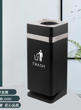 佛山源头厂家商场分类烤漆黑色方形直投垃圾桶商场同款