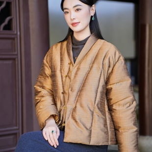 30MM进口手工 短款 野蚕丝双宫 觅萝香冬 羽绒服 90白鹅绒